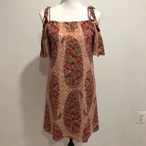 Madewell watercolor paisley cold shoulder dress s